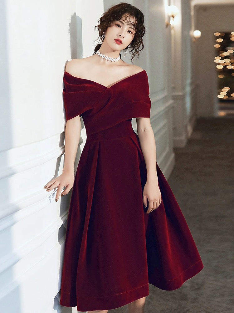 maroon party dress Burgundy V-Neck Satin Long Prom Dress, Simple Short Sleeve Evening Par
