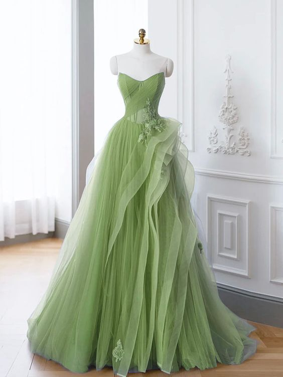 green emerald velvet dress Sugar Plum Fairy Strapless Ruffle Dress