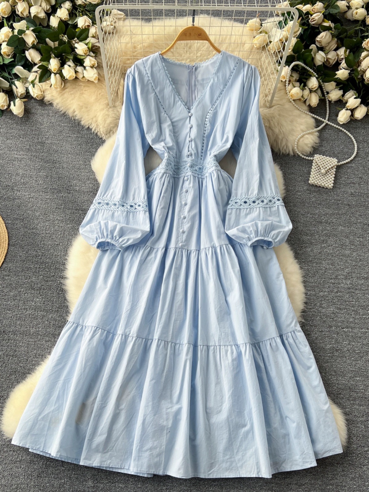 blue and white dress long sleeve Women's Aspen Sunrise Long Sleeve Swim Dress main image 1