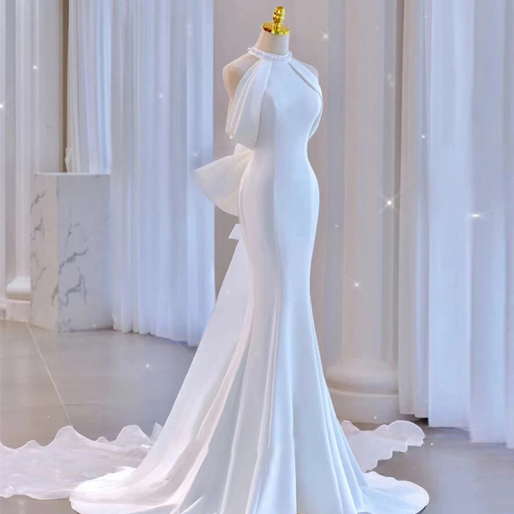 fitted lace wedding dress Elegant Off One Shoulder Wedding Dress - Tulle Mermaid Wedding Gown with Convertible Train Plus Size