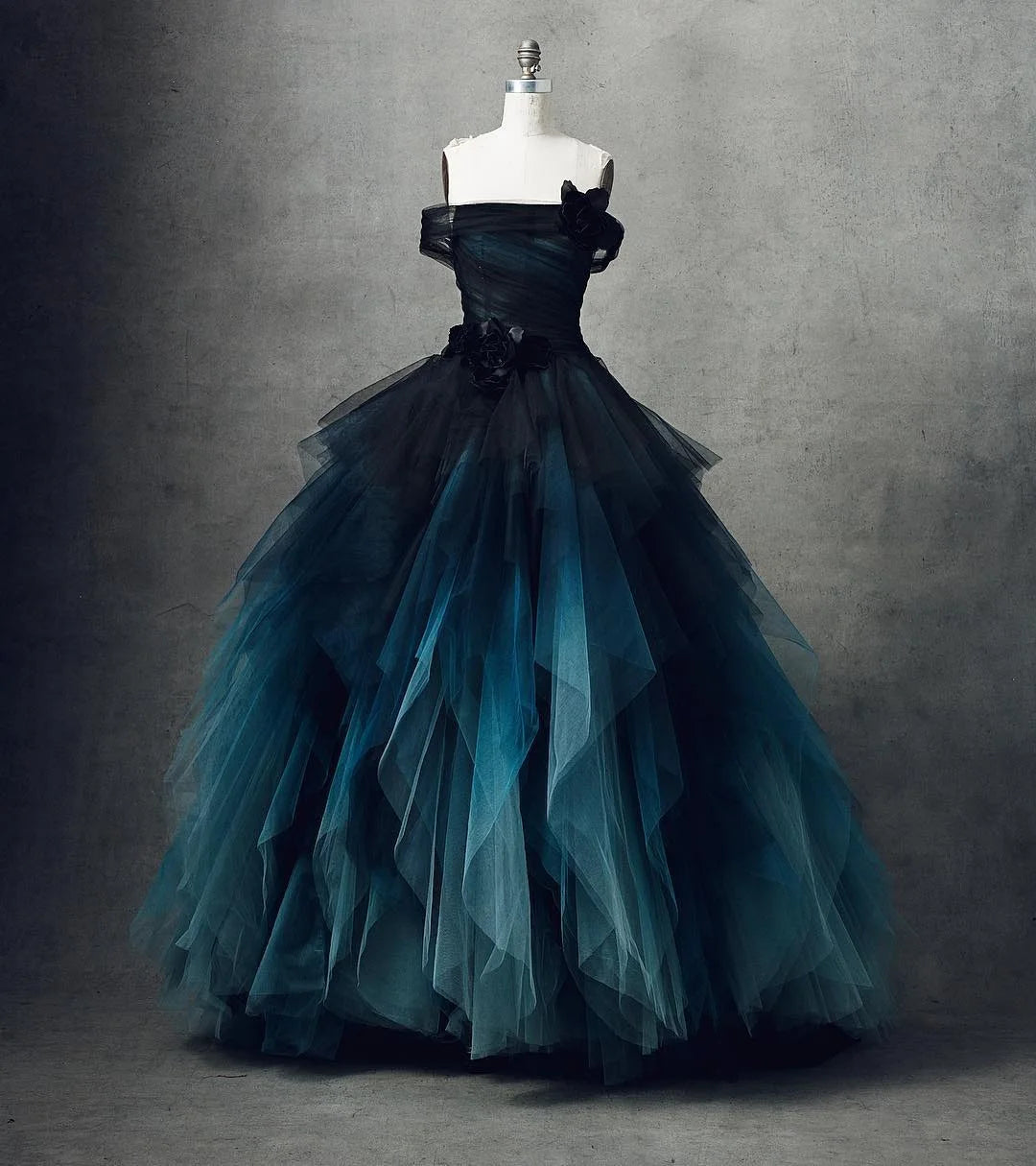 Midnight Blue Tiered Tulle Ball Gown Dress on Luulla