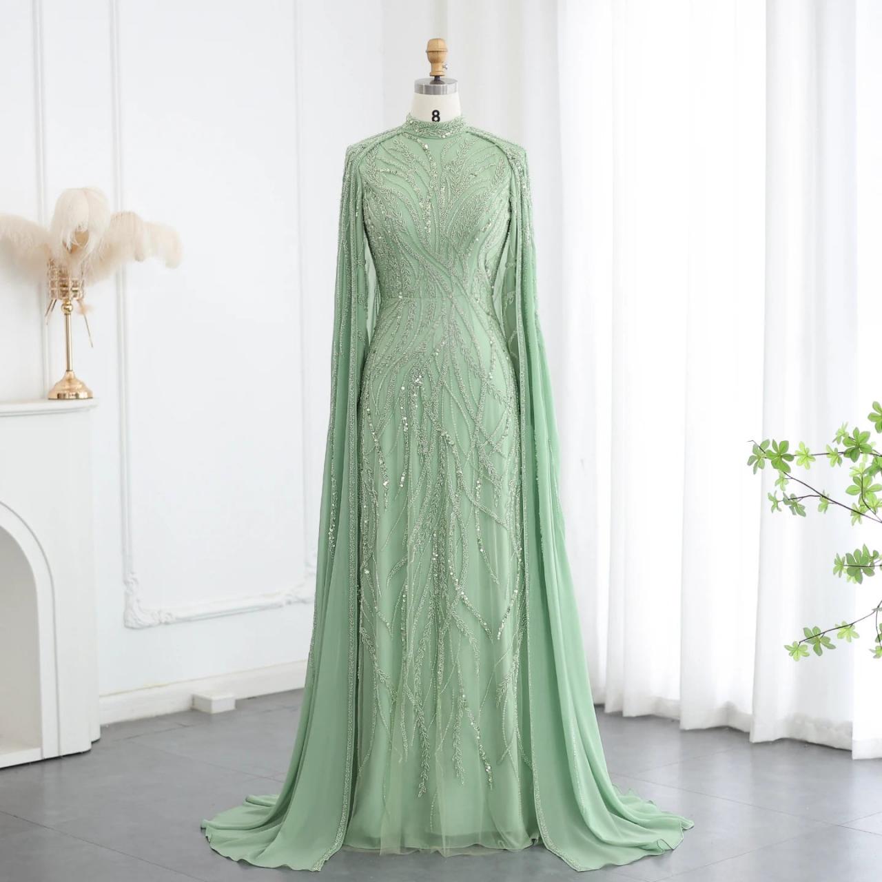 sage green muslim dress Green Sequin One Shoulder Long Sleeve Mini Dress – AX Paris main image 1