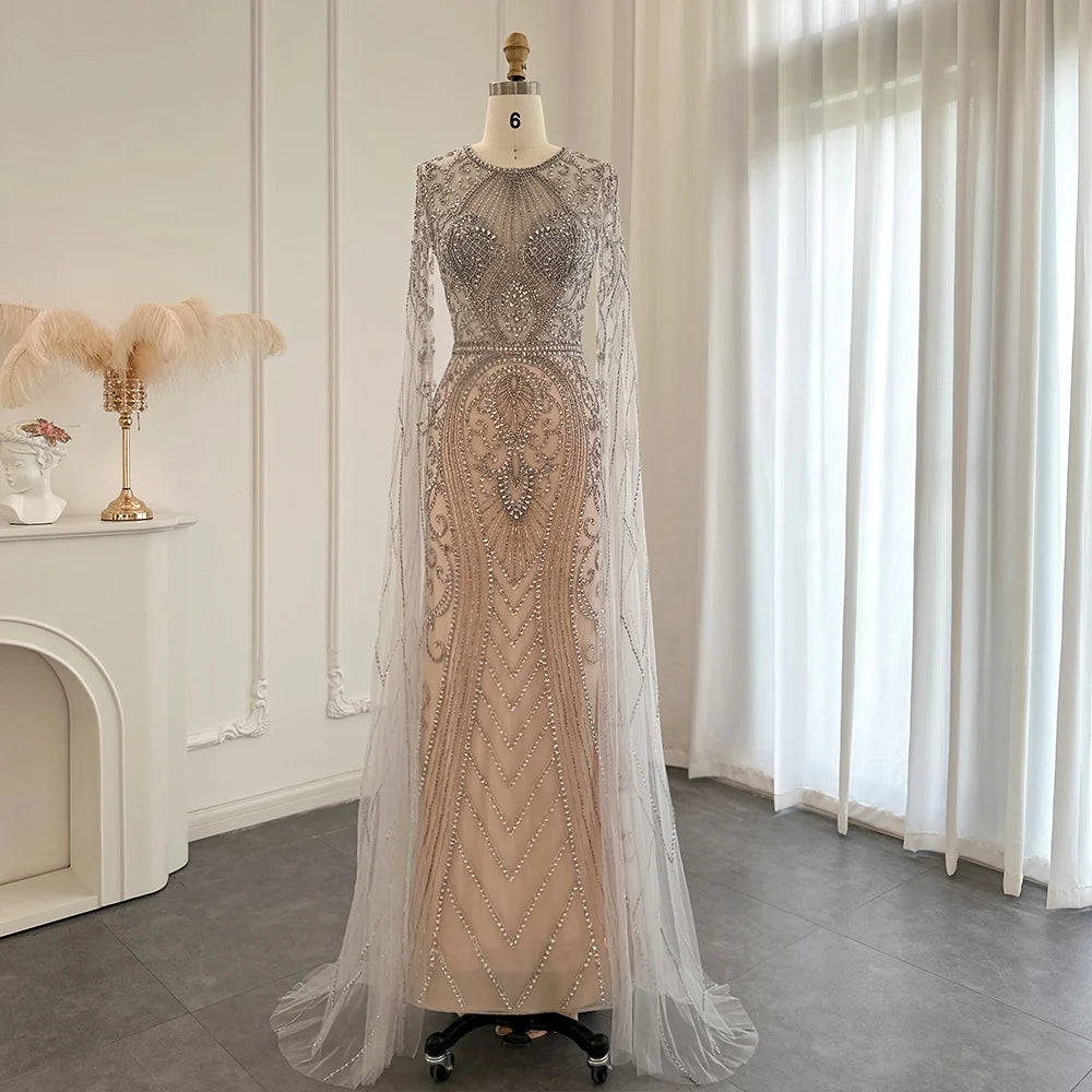 Exquisite Beaded Long-sleeve Evening Gown Dress on Luulla