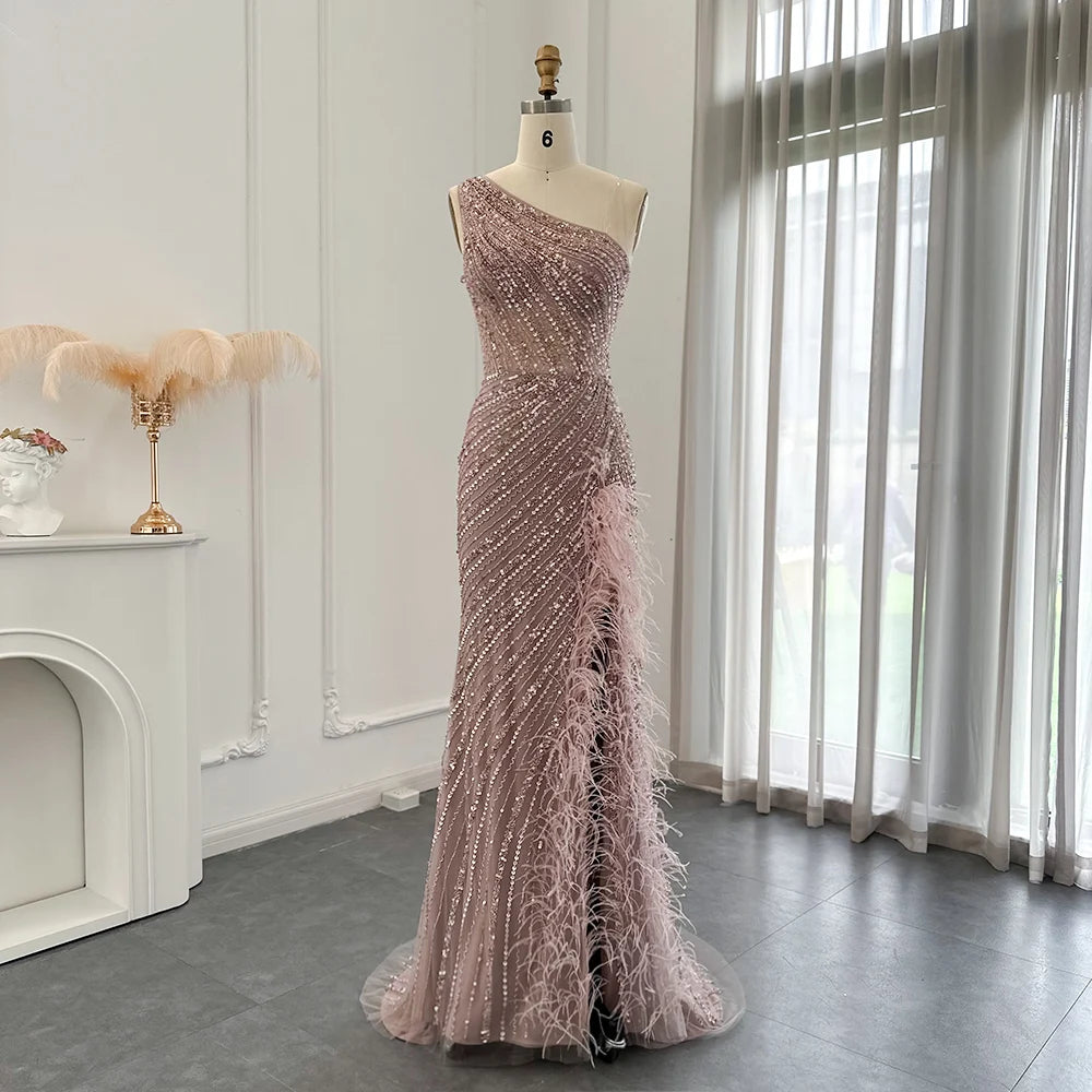 Modern Dresses Evening Gown 1920s Prom Dress Pink Beaded One Shoulder Prom  Dresses Overskirt 1920s Formal