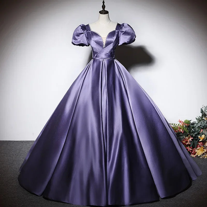 evening dress deep purple Primavera Couture 3754 Size 18 Purple Prom Dress Sequins V Neckline Evening Gown Backless Slit Train