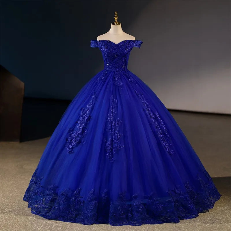 strapless open back dress Light Purple Tulle Lace Long Prom Dresses, Purple Lace Formal Dress –  dresstby main image 1