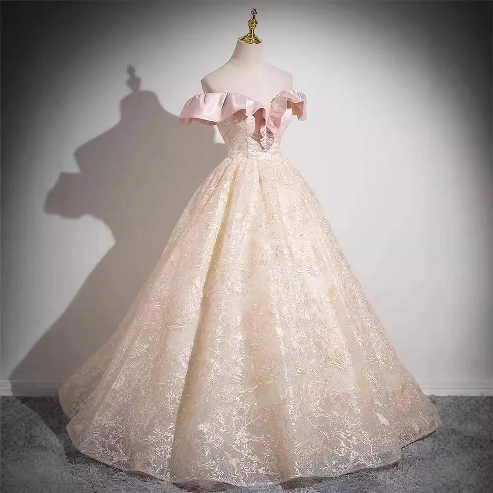 butterfly lace wedding dress Vintage Graceful Floral V-neck V-back Side Button Decorated Lace Weddi