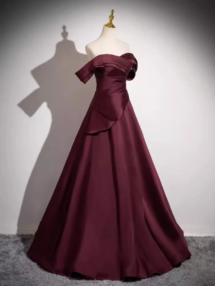 Rhinestone Embellished One-Shoulder Satin Gown Taupe