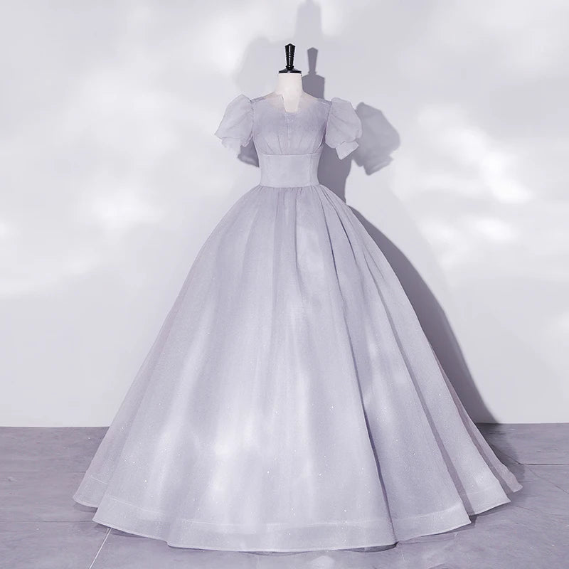 Puff-Sleeve Gown Evening Ball