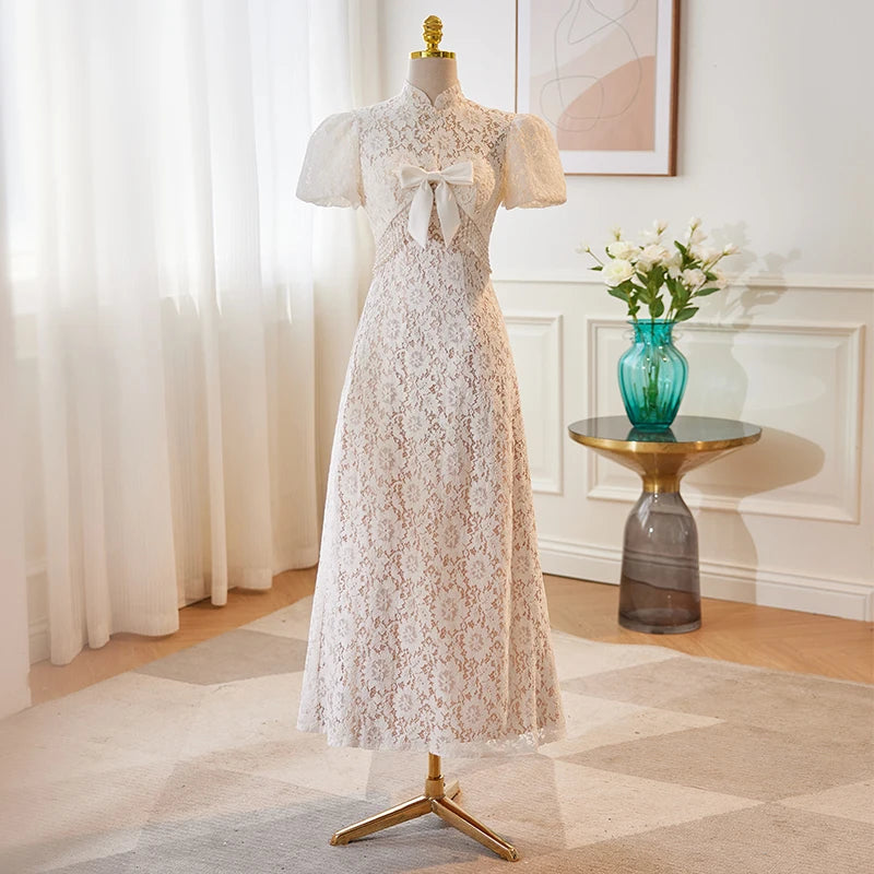 green emerald velvet dress Grey Short Vintage Lace Homecoming Dress with Long Sleeves main image 0