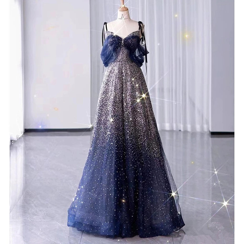 sparkly dresses for graduation Sparkly Cocktail Dresses Spaghetti Strap Beading Sequins A-line Royal Blue Lace-up Gorgeous Graduation Evening Party Gowns