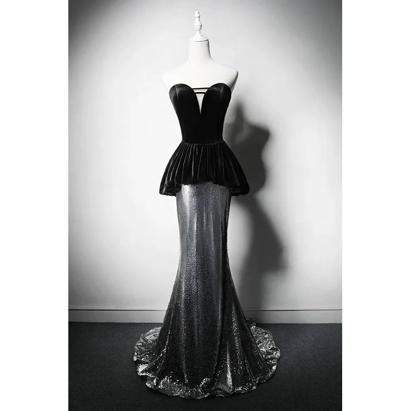 open lace back dress Sarifa Black Velvet Strapless Corset Midi Dress With Ruffle Peplum – Club L  London