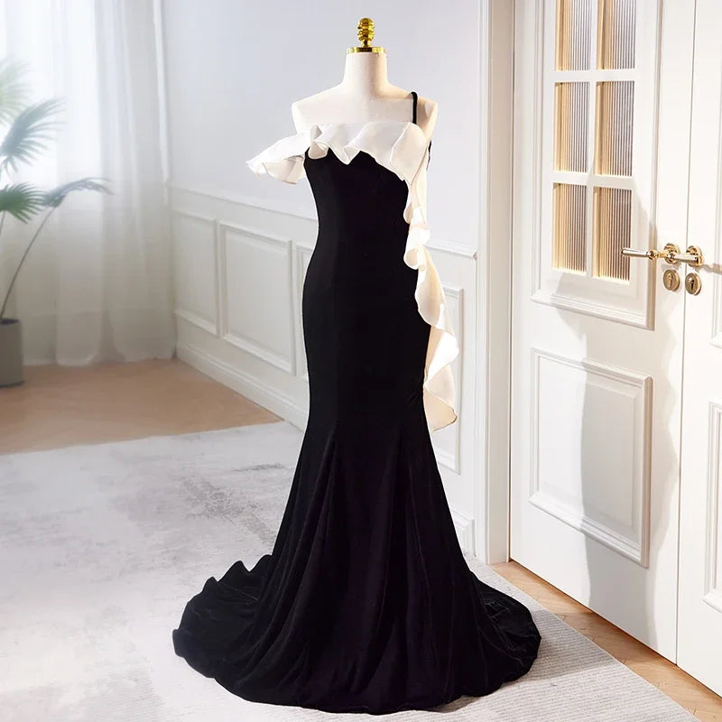 Sophisticated Black Gown With Dramatic Ruffle Detail on Luulla