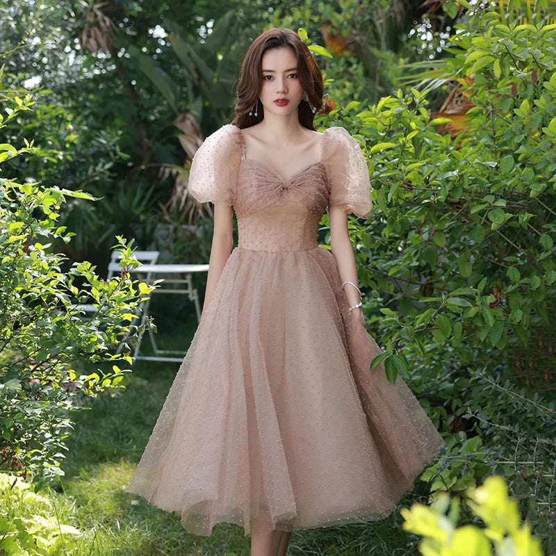 Vintage Puff Sleeve Tulle Dress For Women on Luulla