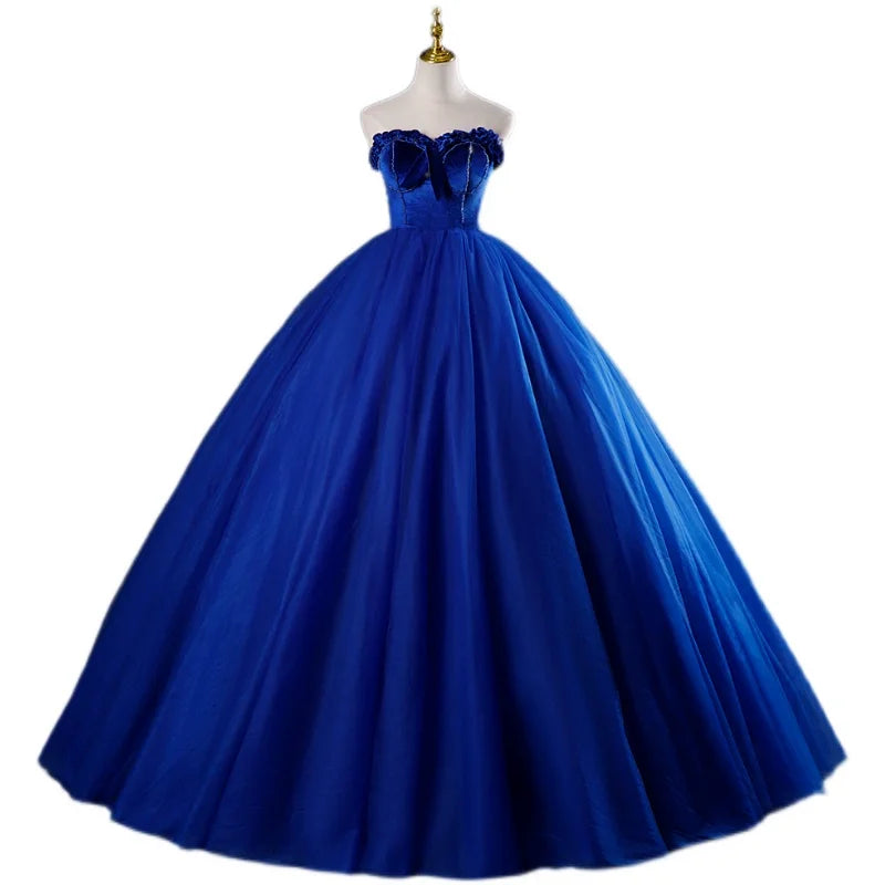 Royal Blue Beading Medieval Dress Princess Renaissance Gown  Victorian/marie/ Belle Ball/ball Gown on Luulla