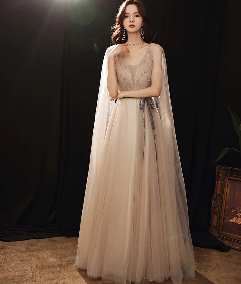 embroidered mesh evening dress Women'S V-Neck Glitter Embroidery Mesh Evening Party Dress –  https://www.xuibol.com main image 1