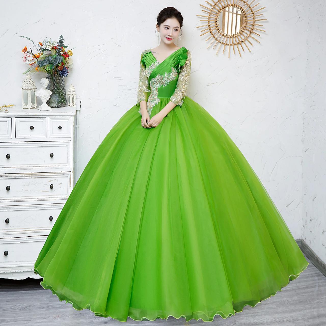 emerald green dress with lace sleeves LACI Formal Dress main image 1