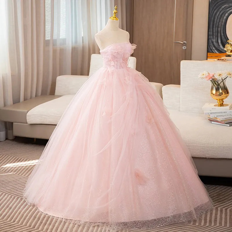 strapless pink tulle dress Milla Women's Strapless Puffy Midi Tulle Dress