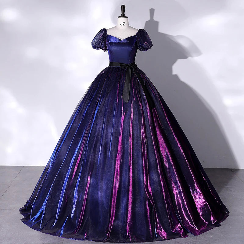 formal royal purple dress A Line V Neck Royal Blue Purple Long Prom Dress with Leg Slit, V Neck –  jbydress