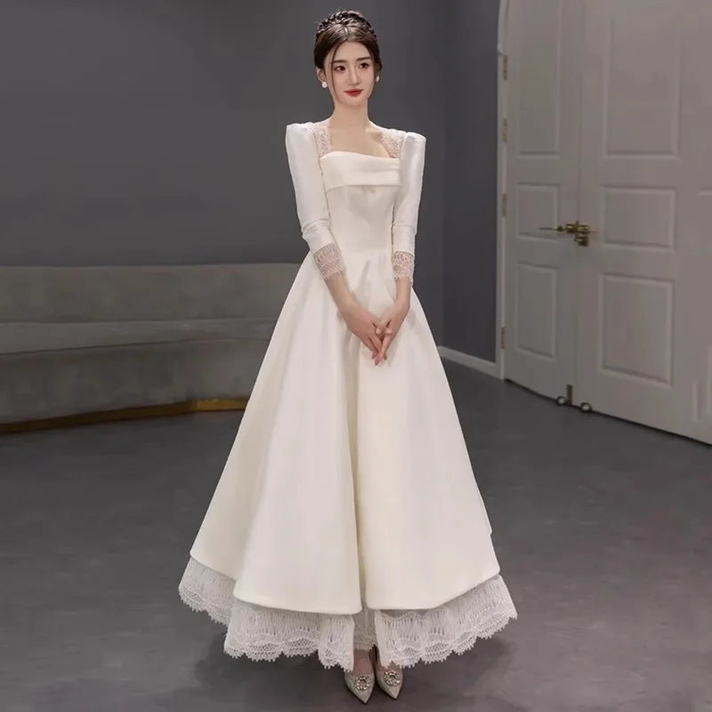 long sleeve ivory formal dress Fully Pearled Long Sleeves Ivory/Nude Evening Dress Andrea & Leo A0997 –  Sparkly Gowns main image 1