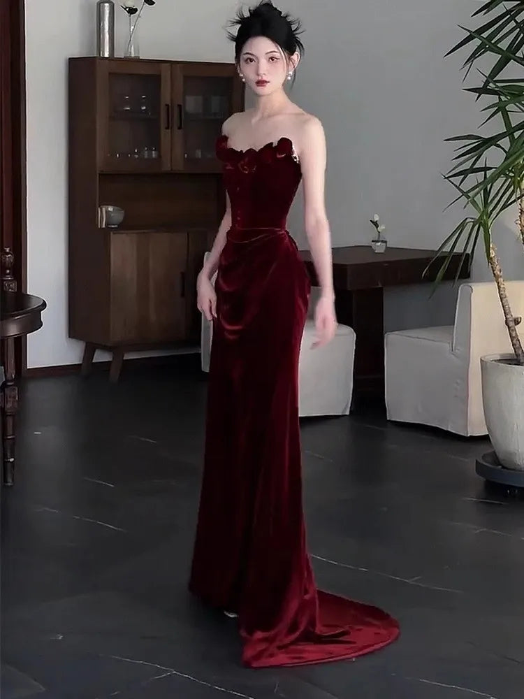 luxury silk evening dress Custom Silk Satin Gown, V-neck Maxi Dress, Thigh Slit