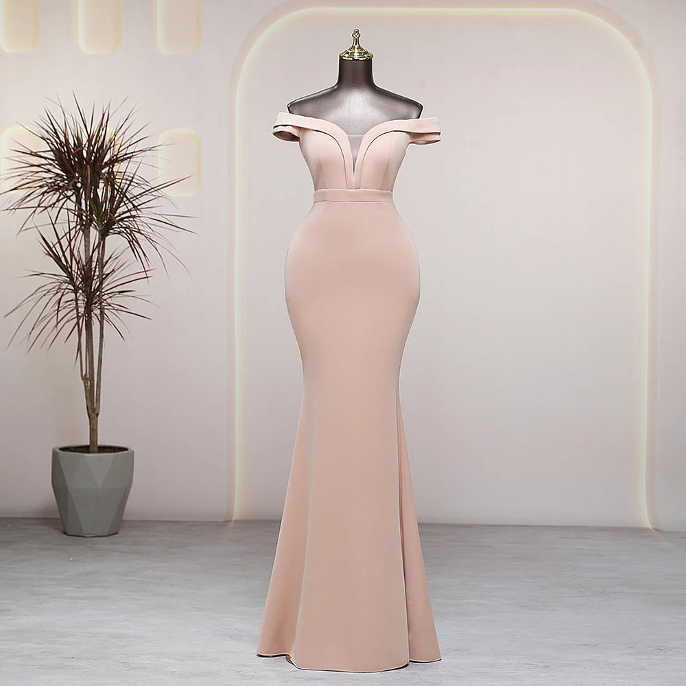 Off-shoulder Fitted Maxi Dress With Sleeves on Luulla