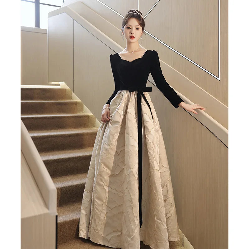 princess polly baby blue dress Black Velvet Top Long Satin Skirt Dress