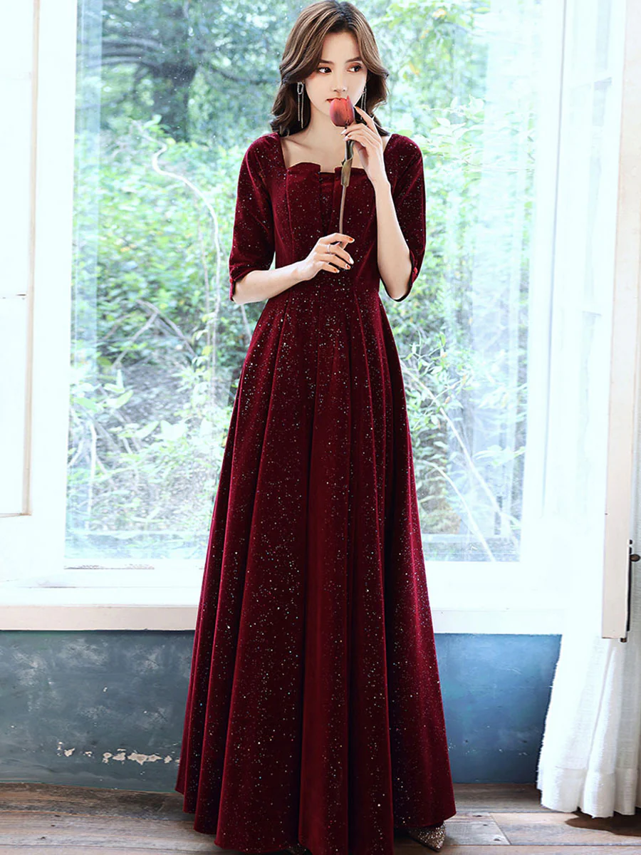 Simple Burgundy Velvet Long Prom Dress Velvet Evening Dress Simple Burgundy Velvet Long Prom Dress Velvet Evening Dress