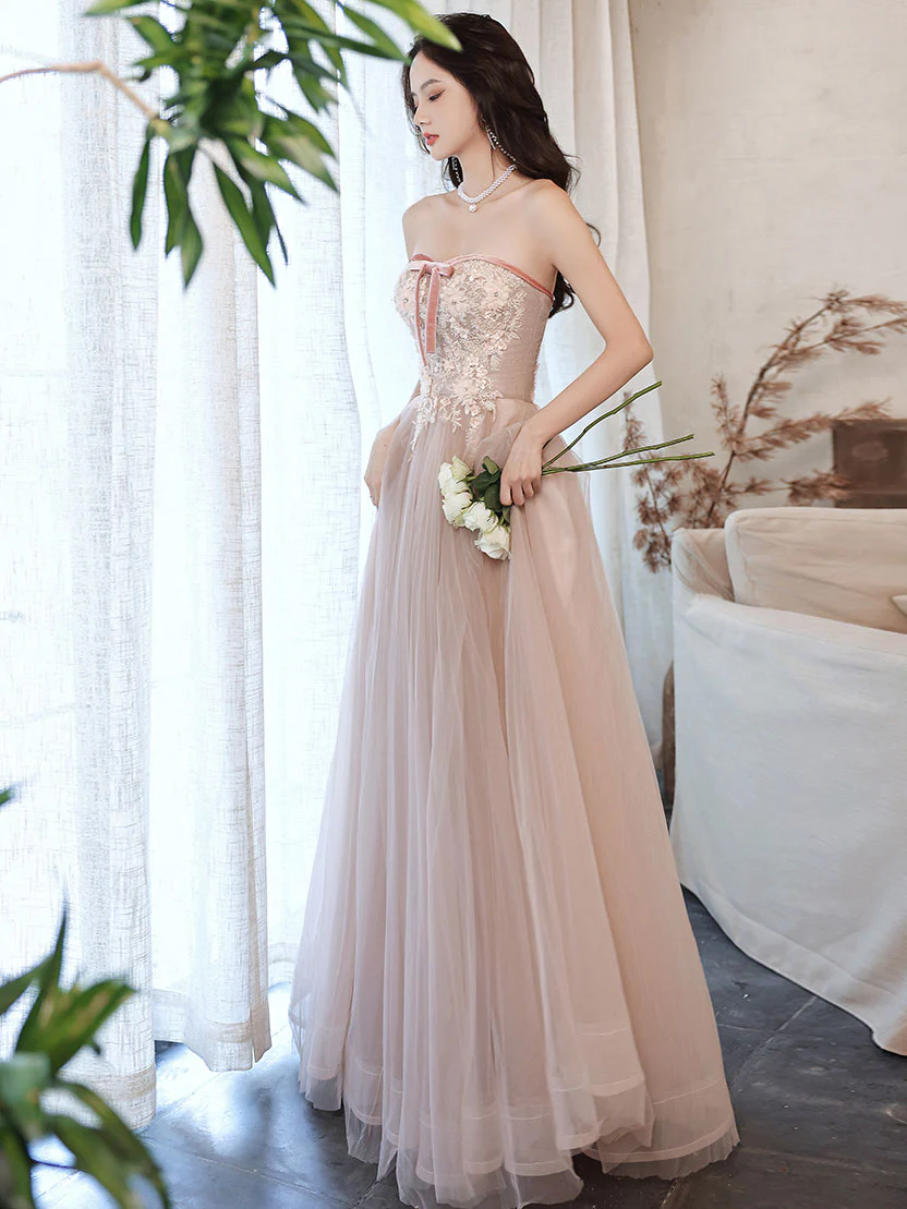 sachin and babi light blue dress Champagne Lace Tulle Long Prom Dress Formal Evening Dress Ball Gown US4 / As Picture main image 0