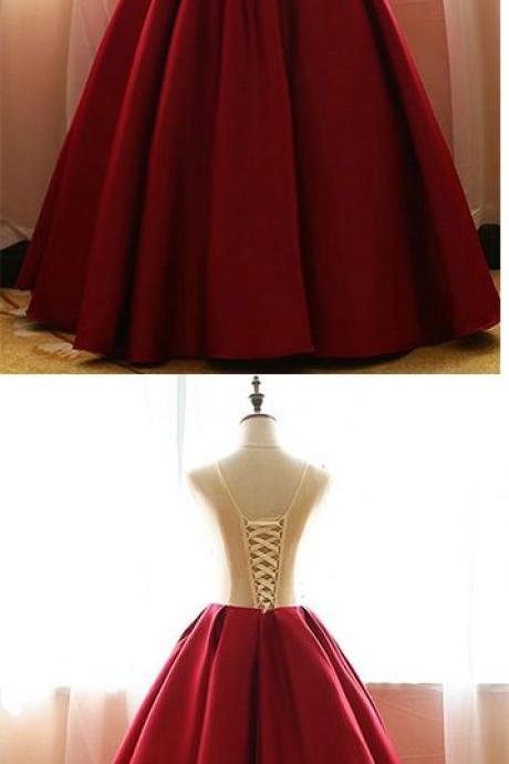 Red Quinceanera Dresses,floral Satin Aline Long Applique Ball Gown Prom Dress