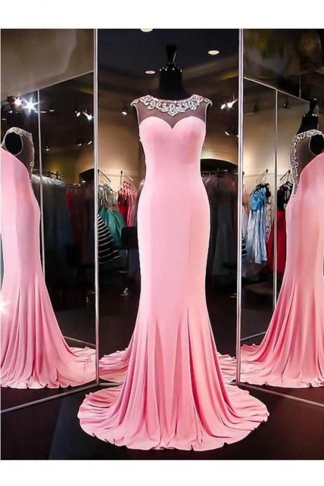 High Quality ,a-line ,mermaid, Satin ,pink ,long Prom Dress Evening ,dress Party Formal Gown, Charming Prom Dress, Elegant Formal Evening Gowns