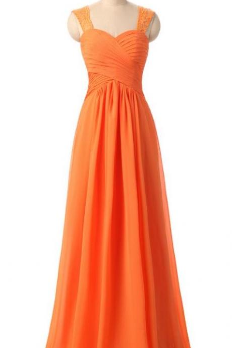 Formal Bridesmaid Dresses Orange Wedding Gown,chiffon Prom Dresses