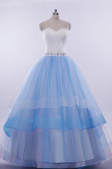 Royal Blue ,tulle ,sweetheart ,neck ,long, A-line, Prom Dress, Sequins Evening Dress,sexy Prom Dresses