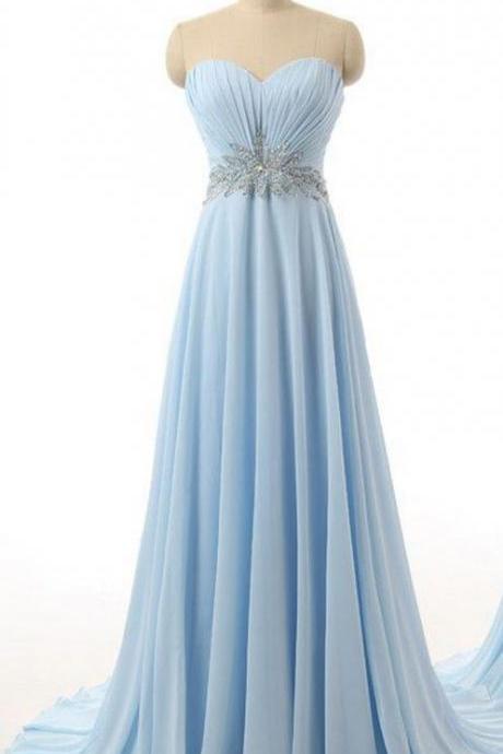 Elegant ,pale Blue Ball Gown, Sexy, Beaded Party Dress, Formal Women Dress , Evening Gowns, 2018 Fashion ,prom Dresses