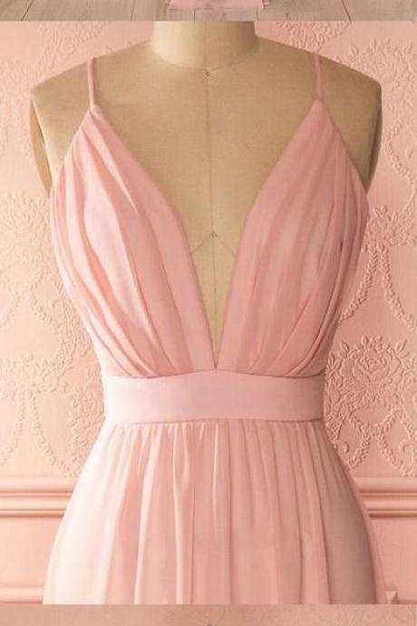Long Prom Dresses,blush Pink Evening Dress,backless Bridesmaid Dress , Evening Dress Formal Dress,