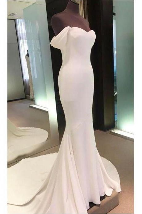 Ivory Prom Dresses, Off-the-shoulder Party Dress ,sheath/column ,sexy Prom Dress/evening Dress