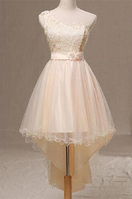 Short Front Long Back ,one Shoulder Short Lace Homecoming Dresses ,custom Made