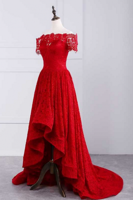 Sexy Prom Dresses,off Shoulder Prom Dresses,lace Prom Dresses,red Prom Dresses,sexy Formal Evening Dress,custom Made