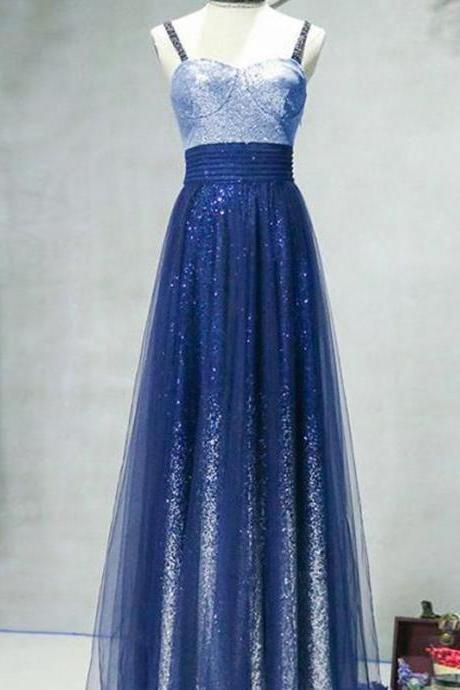 Luxurious A-line Straps ,sequined Long Prom/evening Dress, High Quality , ,sexy Formal Evening Dress,custom Made