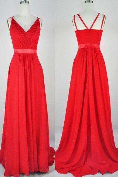 Long Prom Dress,red Formal Occasion Dress, Chiffon Maxi Dress, Formal Evening Dress,sexy Prom Dress,women Dress, Formal Dress,custom Dress. Long
