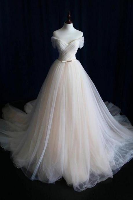 A-line Off Shoulder Prom Dress Tulle Prom Dresses/evening Dress
