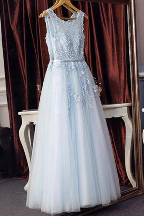 Blue Prom Dresses , Long Prom Dresses, A-line Prom Dresses