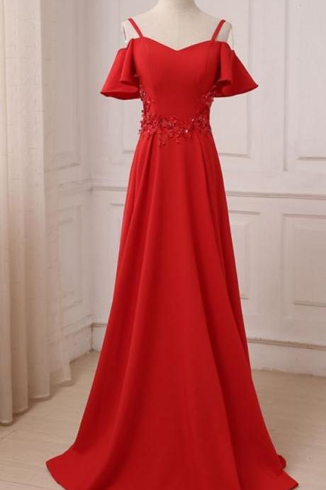 Red Evening Dress, Beautiful Skirt , Long Holiday Dress ,arrive Formal Party Dress, Outdoor Party Dress