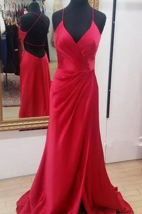 Gorgeous Straplessevening Dress, A-line Red Long Prom Dress