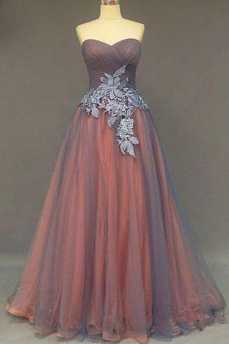 Chic Sweetheart Prom Dresses Sexy Appliques Long Prom Dress/evening Dress