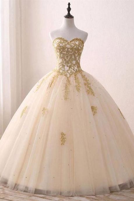 Fabulous Tulle Lace Sweetheart Neck Long Prom Dress, Sweet 16 Dress