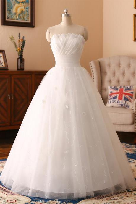 A-line Lace Beadings Pleated Applique Wedding Dress ,sexy Sweetheart Neck Wedding Dress , Luxury Beading Sleeveless Wedding Dress, Floor Length