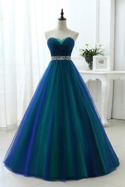 A-line Princess party dress, Sweetheart Neck Strapless evening dress, Floor Length Prom Dresses