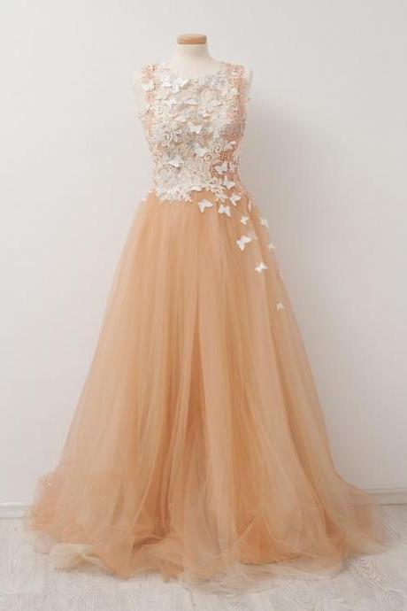 Charming A-line Appliques Prom Dress,long Prom Dresses,evening Dress Prom Gowns, Formal Women Dress