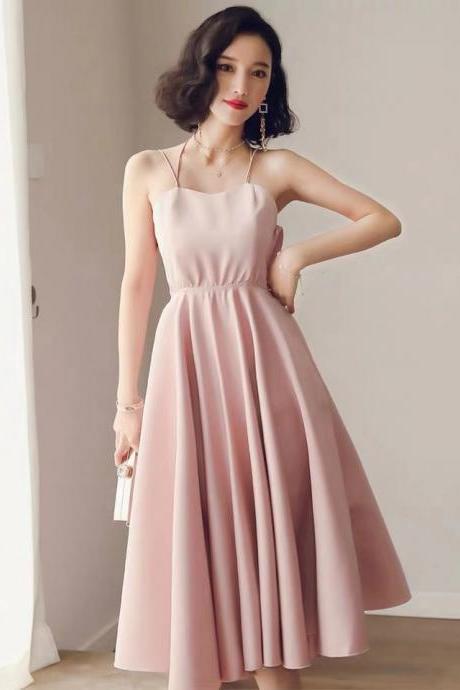 sleeveless prom dress new pink party dress backless evening dress spaghetti formal dress sexy homecoming dress